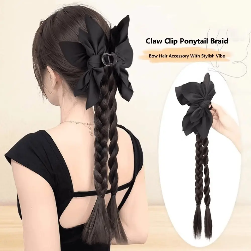 

Twisted Claw Clip Wig Braid Korean Style New Chinese Style High Ponytail Fake Hair Accessory Side-Tied Long Braid Hair Claw