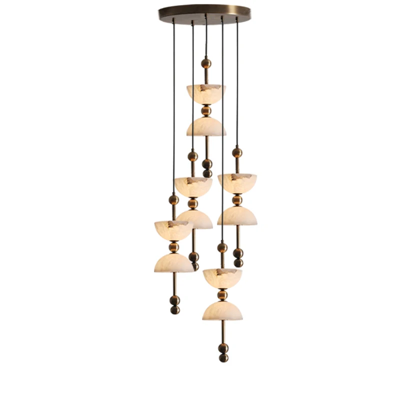 

Home Decoration Living Room Large Marble Chandelier Lights 2026, Alabaster Light Fixture for Dining Room Stairwell Mansion Lampe