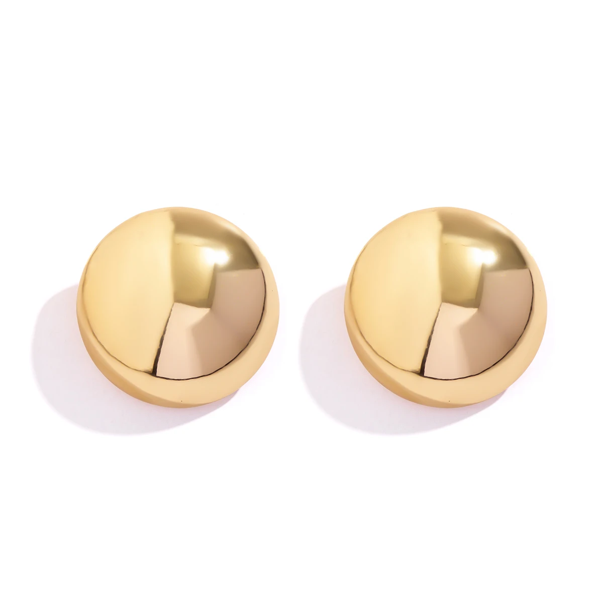 Ingemark Punk Smooth Round Big Ball Metal Stud Earrings for Women Classic Vintage Gold Color Pierced Earrings Steampunk Jewelry