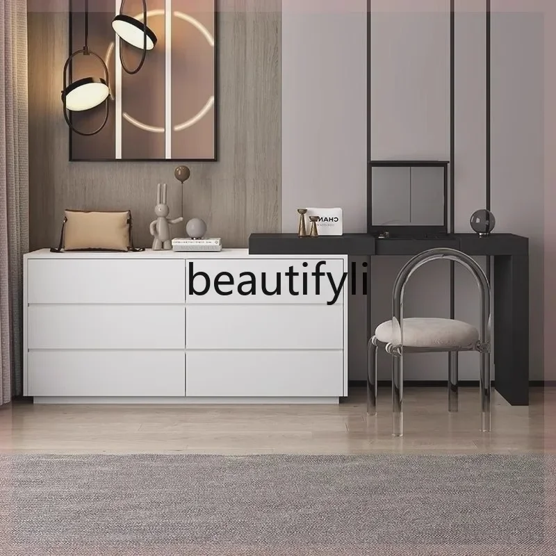 

D96 Retro solid wood flip dresser bedroom modern and simple, chest storage integrated corner retractable makeup table