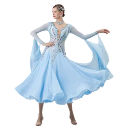 B-22224 New Women Modern Dance Rhinestone Color Diversity Dress Ballroom National Standard Waltz Competition Performance