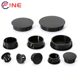 Snap-on Hole Plug 5mm~50mm Black Round Plastic Blanking End Caps Tube Pipe Inserts Plug Bung