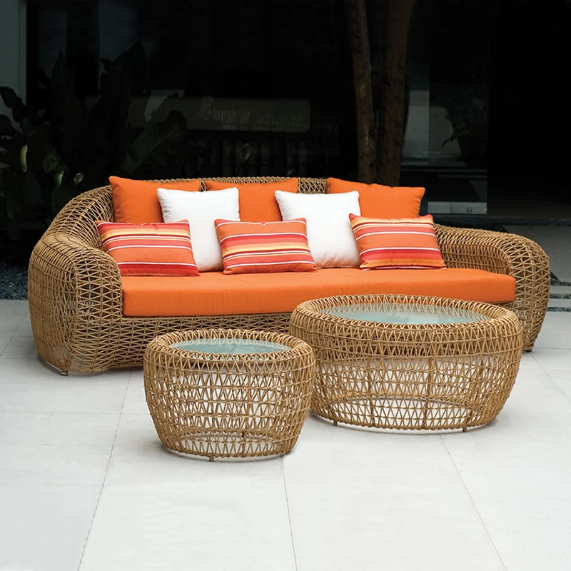 Customized outdoor sofa, courtyard, rattan woven furniture, balcony, leisure chair, rattan woven rattan chair, outdoor garden