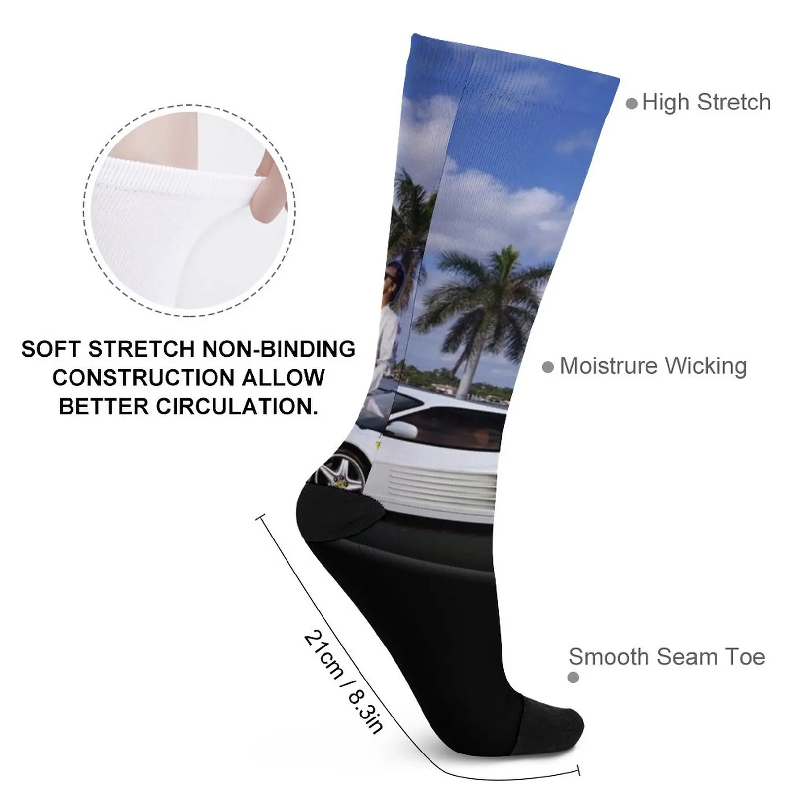 Miami Vice Socks Men′s sock MEN FASHION funny socks for Women summer