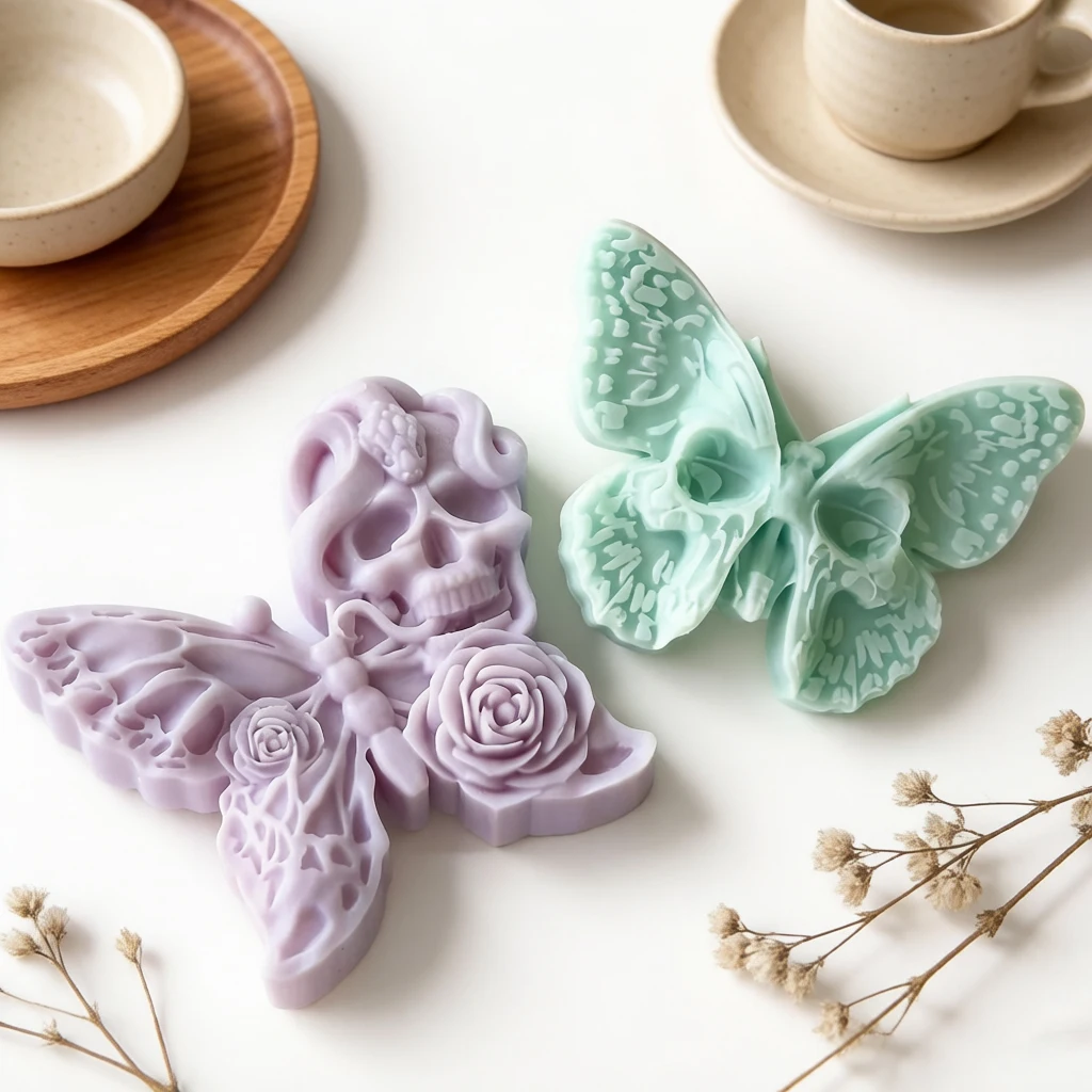 3D Butterfly Skull Snake Aroma Candle Silicone Mold DIY for Plaster Resin Diffuser Stone Ornament Craft Home Decor Gift