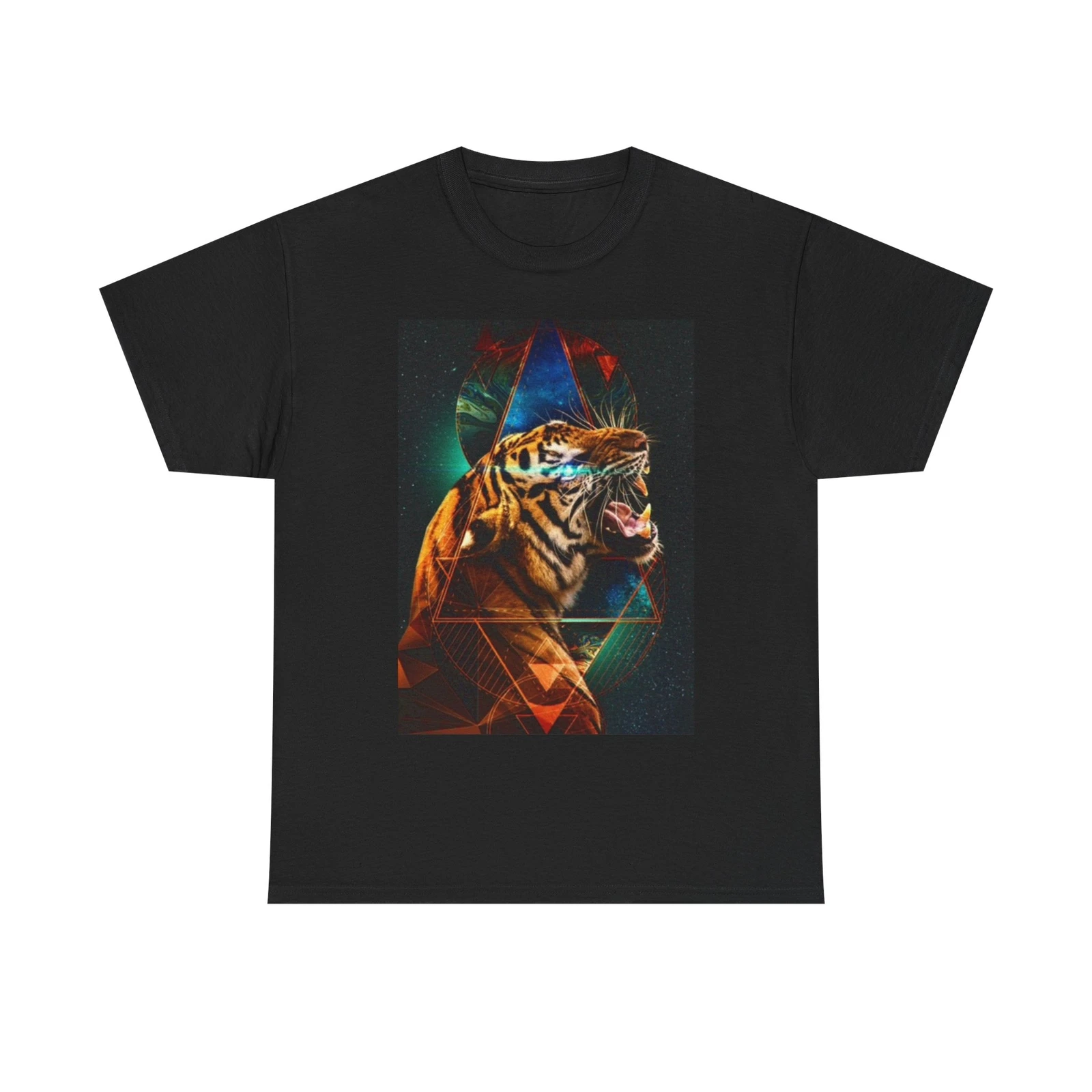 

Футболка с рисунком Tiger Growling In Space, унисекс, плотная хлопковая футболка с забавным зоопарком