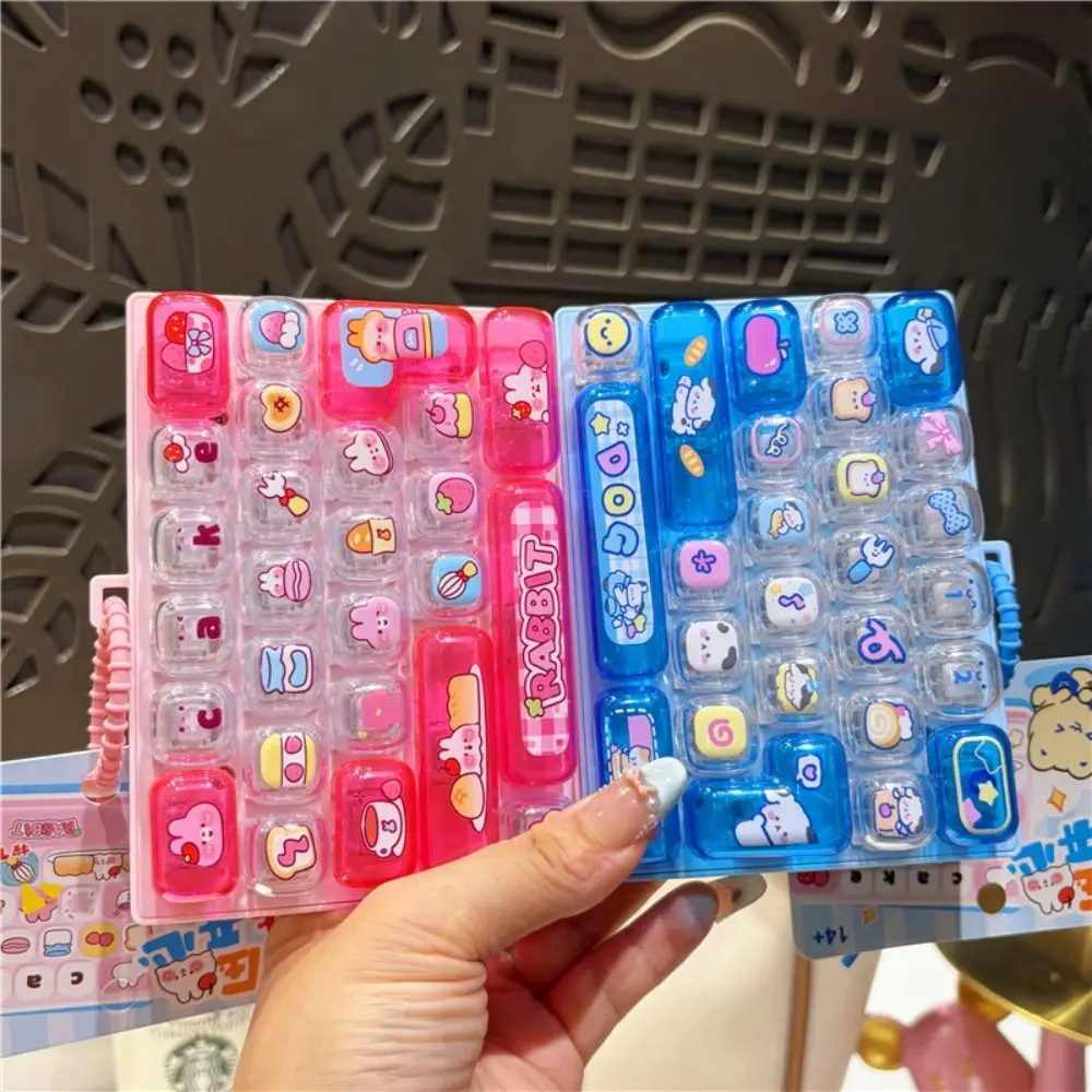 26-Key Decompression Button Cute Design Transparent Dual-Tone Mini Keyboard Pendant Strawberry Rabbit Fruit Keyboard Keychain