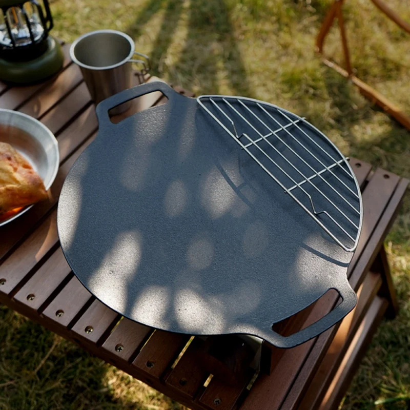 Outdoor Grill Mesh Steaming Rack 304 Stainless Steel Camping Barbecue Frying Pan Barbecue Oil Drain Anti-Scorch Grill