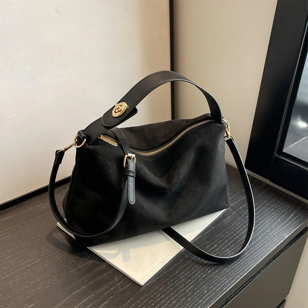 Brand 2024 New Trendy Vintage Women\'s Bag Handheld Crossbody Bag Soft Suede Shoulder Top-Handle Bag for Ladies Work Travel