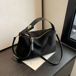 Brand 2024 New Trendy Vintage Women's Bag Handheld Crossbody Bag Soft Suede Shoulder Top-Handle Bag for Ladies Work Travel