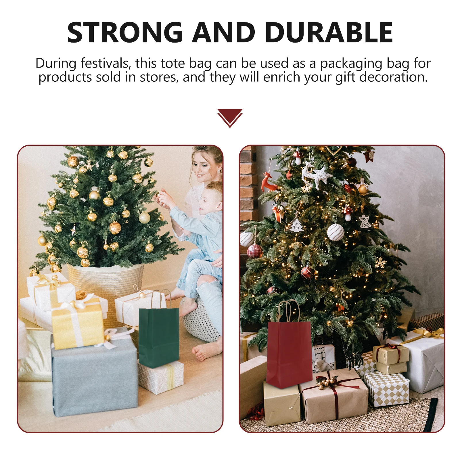 16 قطعة أكياس هدايا عيد الميلاد الورقية المحمولة المحمولة عيد الميلاد التعبئة الحقائب للهدايا الحلوى البسكويت أكياس هدايا عيد الميلاد