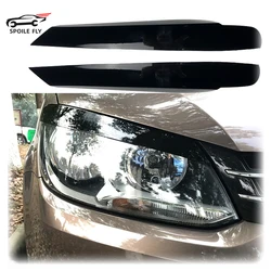 2011 To 2015 For Volkswagen Touran Front Headlight Lamp Eyebrow Lamp Eyelid Trim Cover Decoration ABS Glossy Black Carbon Fiber