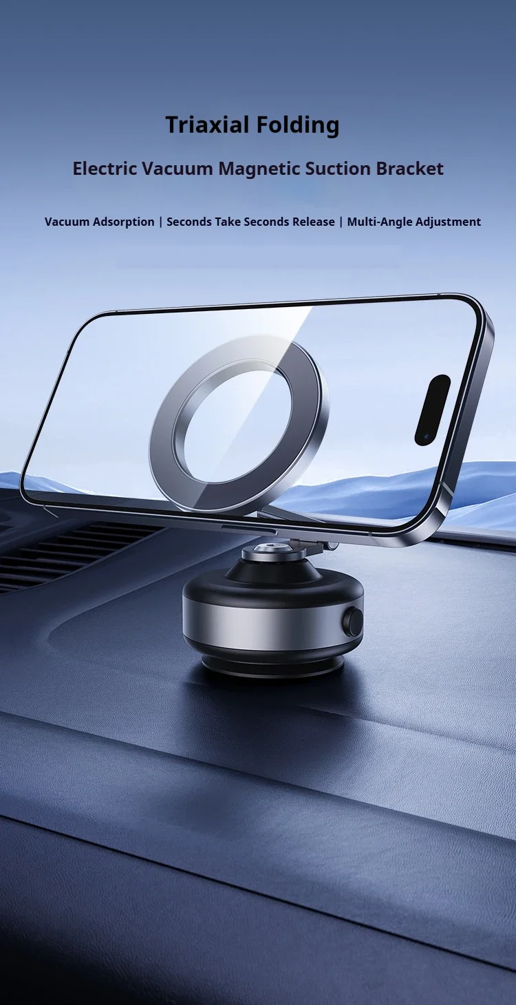 Magnetic Vacuum Suction Car Phone Holder 360° Rotating Electric Vacuum Cup Mount Universal for Car IPhone Navigation DJI Gopro
