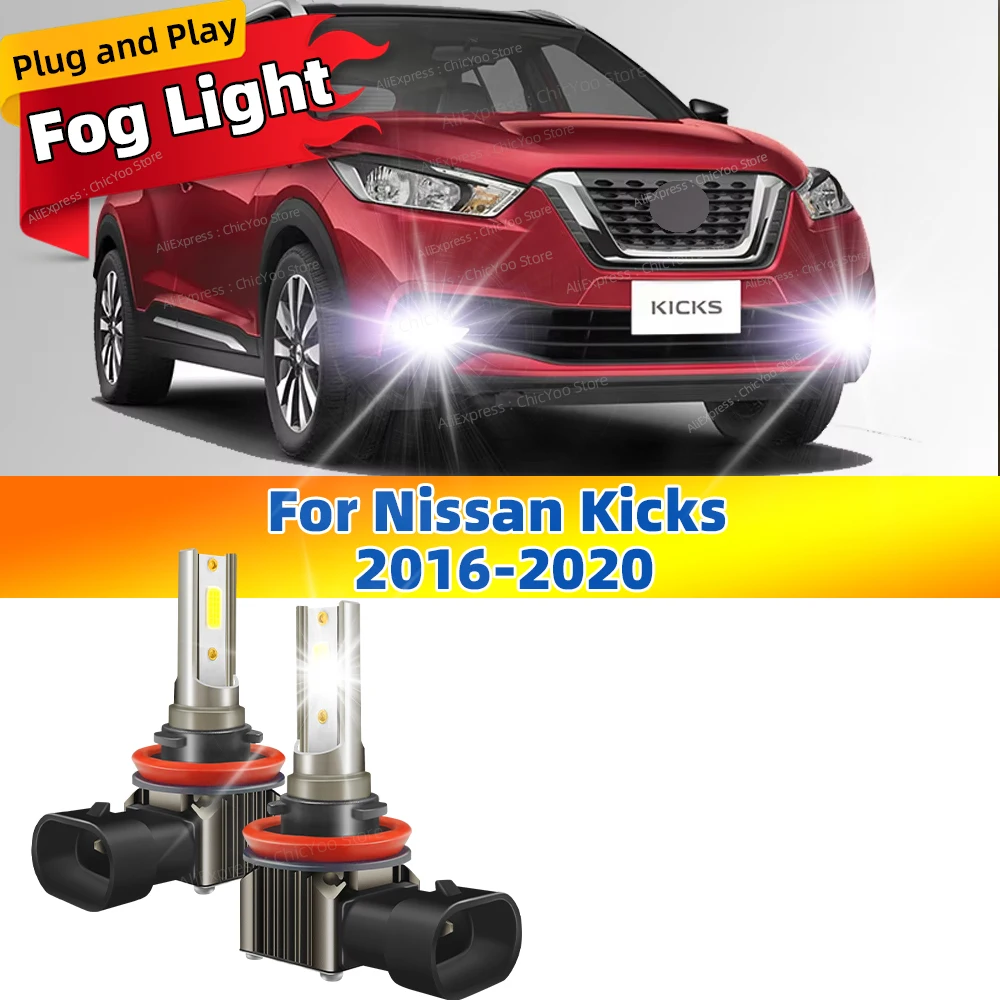 2Pcs LED Fog Lamp Bulbs Front Fog Light Accessories Canbus 6000K For Nissan Kicks 2016 2017 2018 2019 2020 Plug and Play