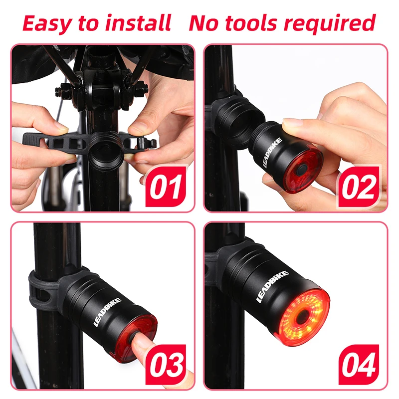 LEADBIKE Bicycle light Smart Auto Brake Sensing Light Waterproof LED Charging Cycling Taillight Bike Rear Light Mtb Accessories