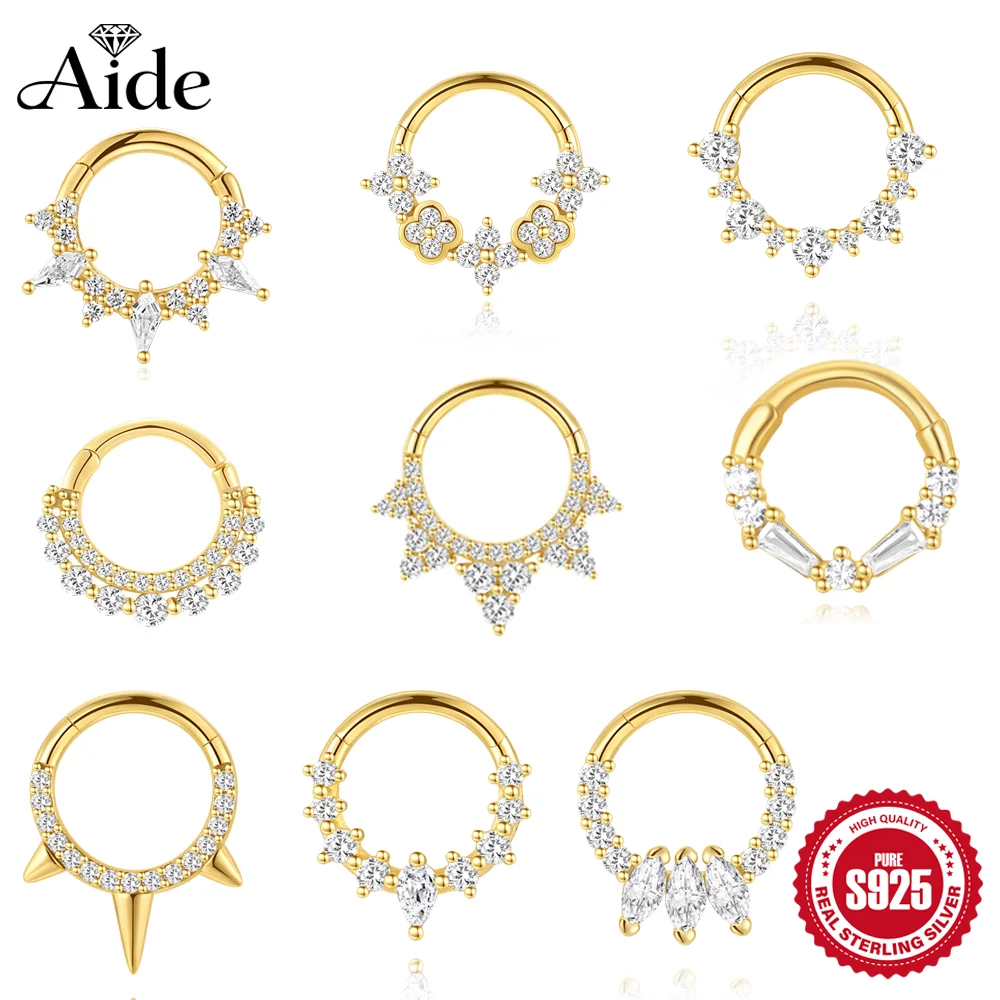 AIDE 1 Stück 925 Sterling Silber Runde Piercing Nasenringe für Frauen Männer Körper Piercing Knorpel Luxunry Creolen Schmuck
