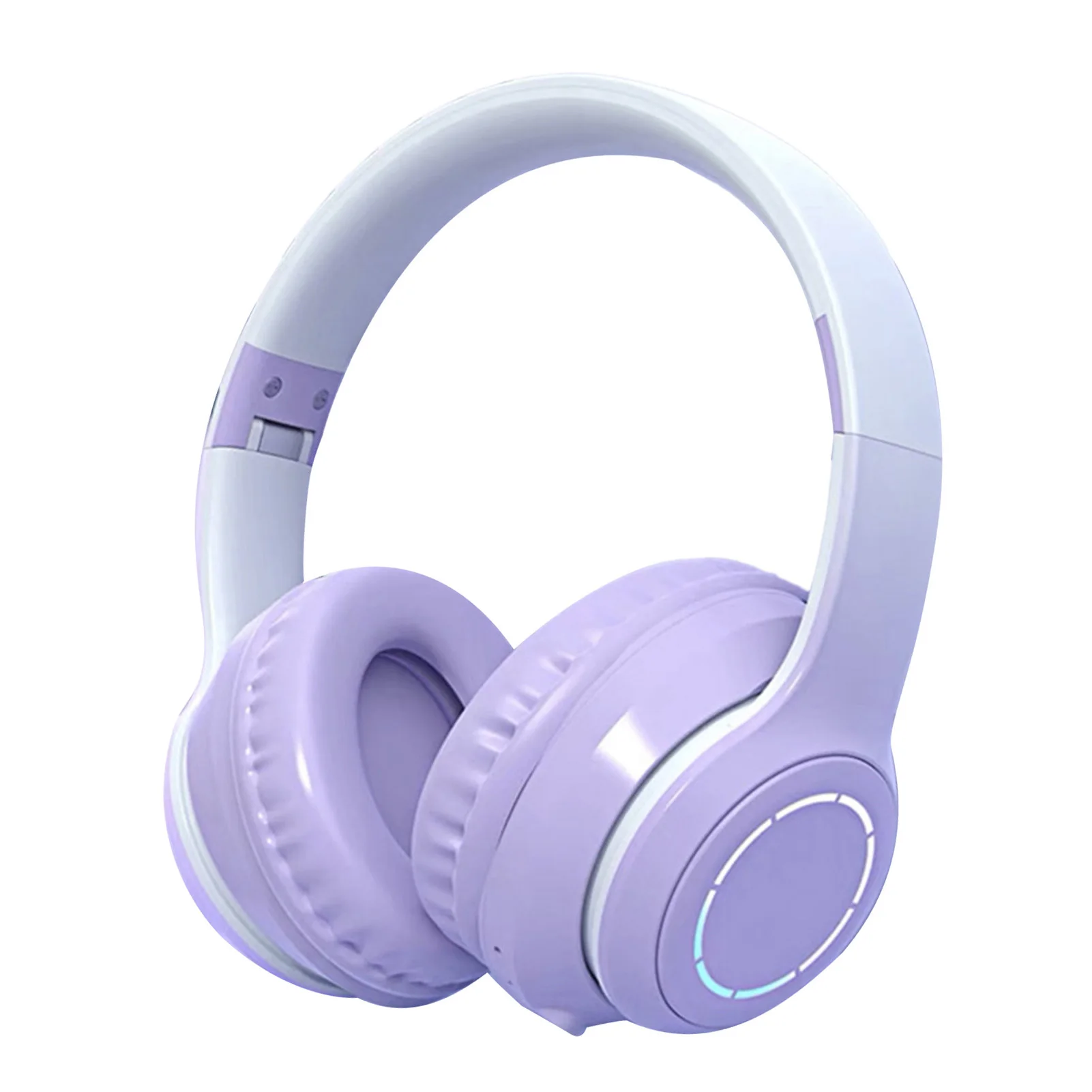 Cuffie Bluetooth universali con cancellazione del rumore dei bassi pesanti Cuffie wireless pieghevoli a colori sfumati con luce per telefono portatile