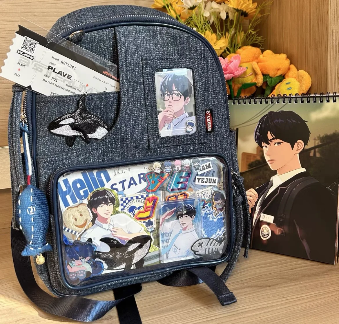 JIAERDI Harajuku Ita Bag Denim Blue Display zaini per le donne borsa da scuola per ragazze adolescenti popolare zaino trasparente Mochila