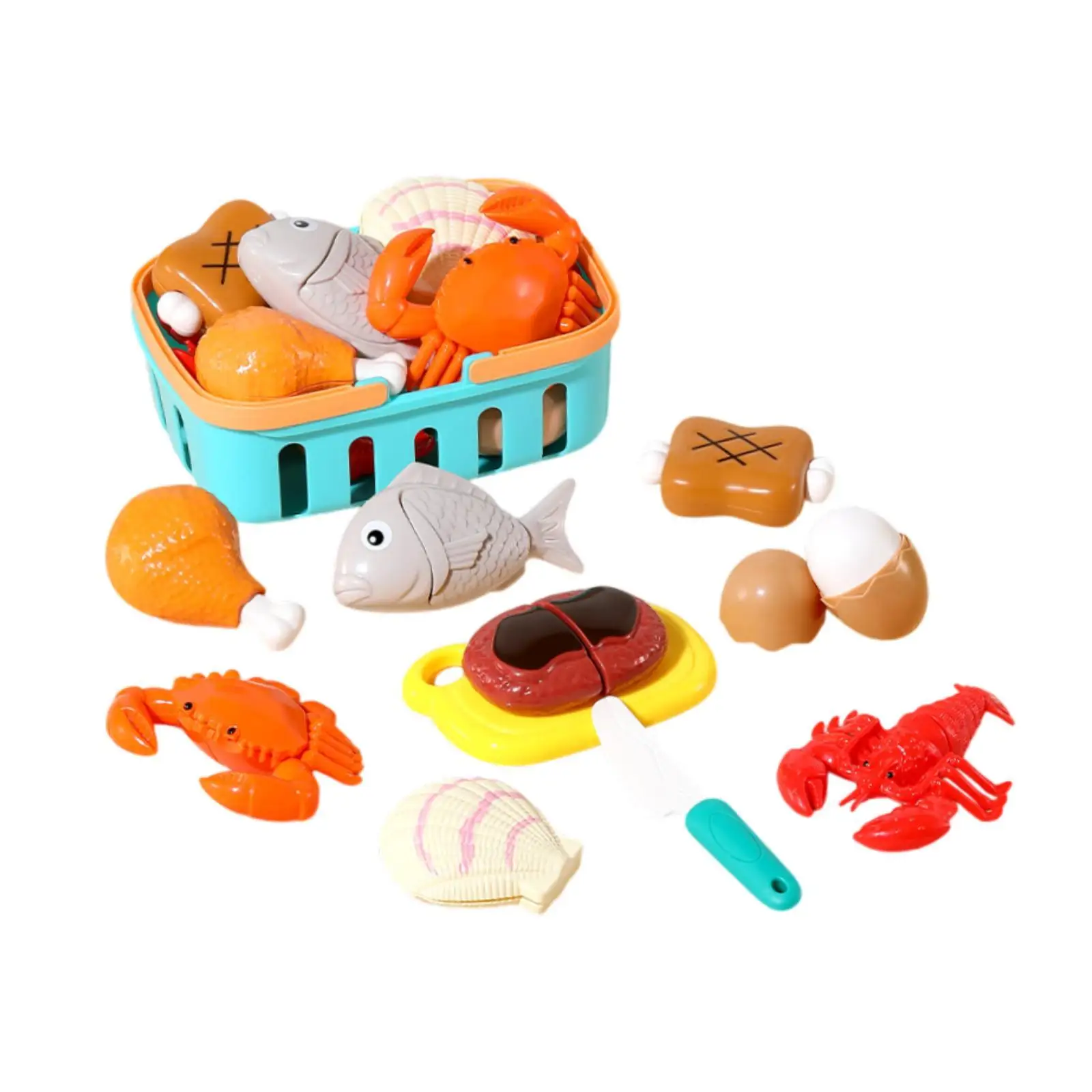 Corte de brinquedos de comida, jogos educativos, suprimentos leves com cor de cesta