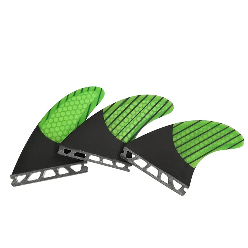 UPSURF ailerons de planche de Surf FUTURE palmes en fibre de verre de carbone rayure M Tri palmes propulseur palmes de Surf vert Quilhas onglets simples 3 ailerons