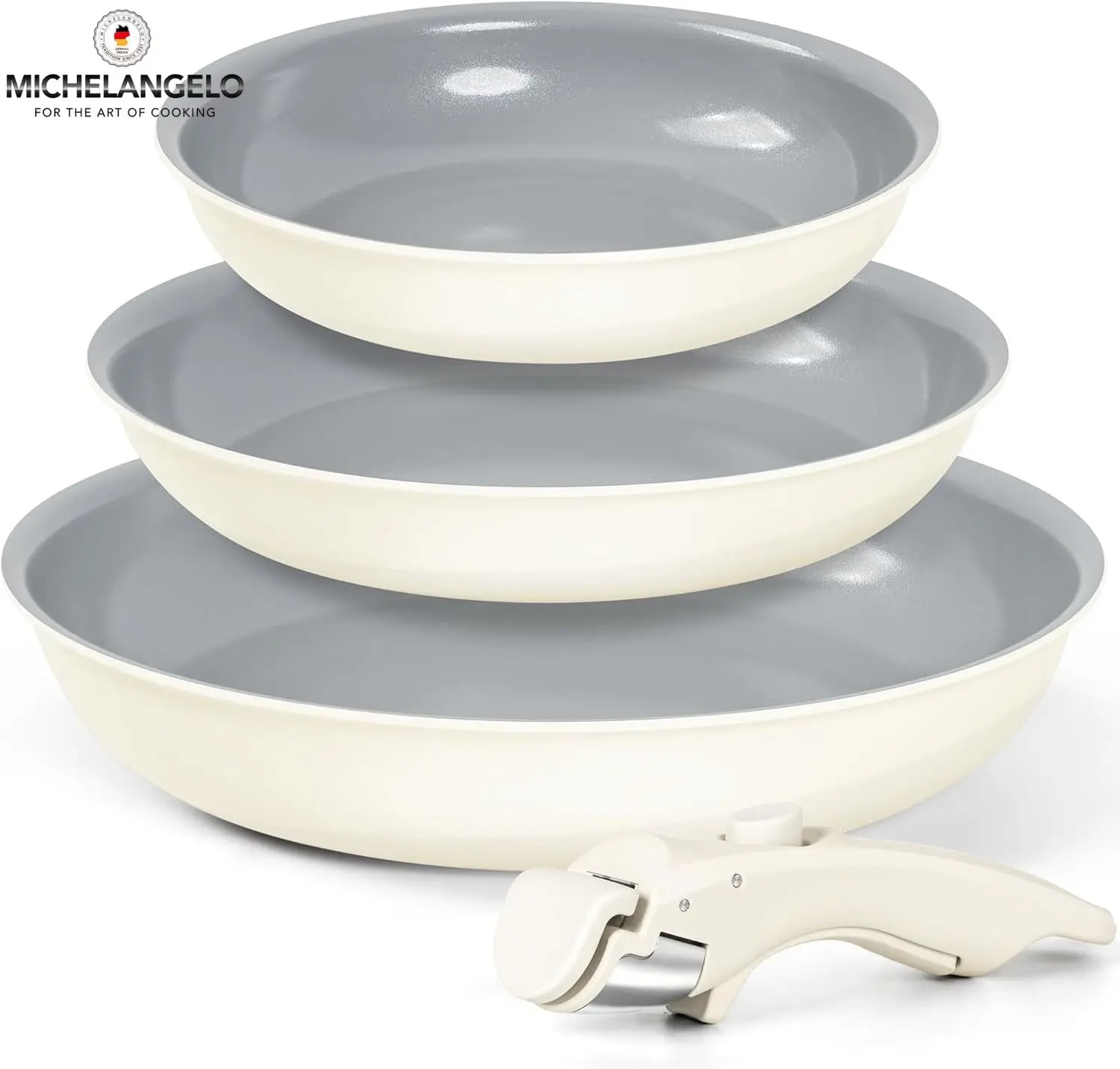 

MICHELANGELO Ceramic Frying Pan Set, 8" 9.5" and 11" with Removable Handles,Non-stick Frying Pan Set,Non-Toxic Coating,PFOS Free