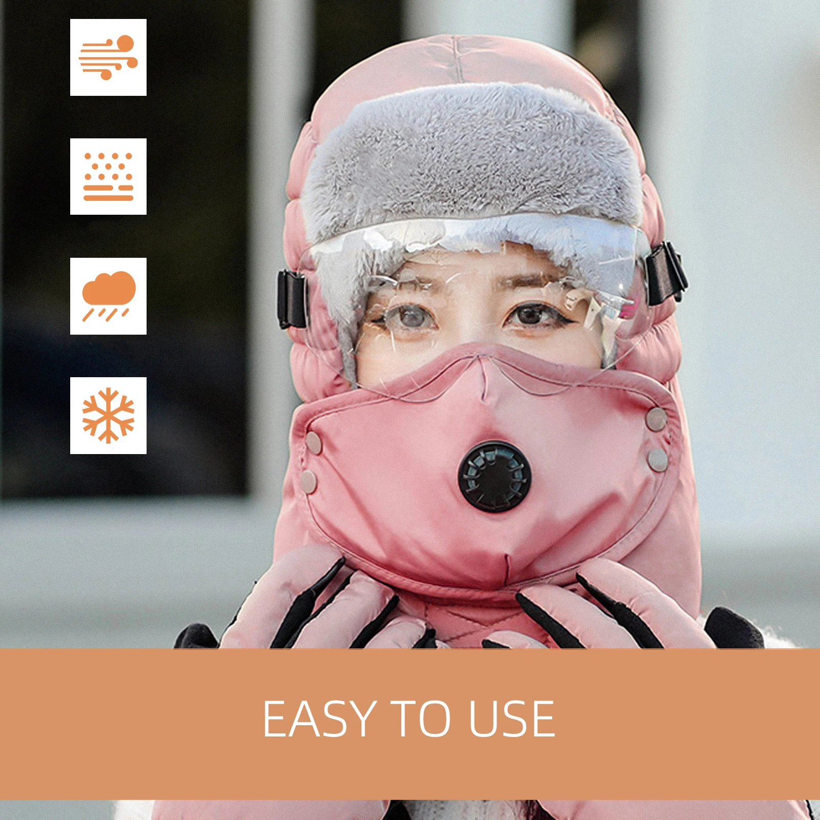 

1 set Warm Cotton Hat Winter Outdoor Cold-proof Windproof Hood Ski Cap Face Mask Snowboarding Hiking Camping Adjustable Durable