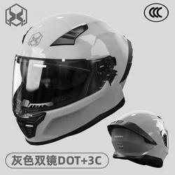 Full Face Motorcycle Helmet Latest DOT Approved  Racing Helmets Winter Warm Double Visor Motorbike Sports Safety helmet