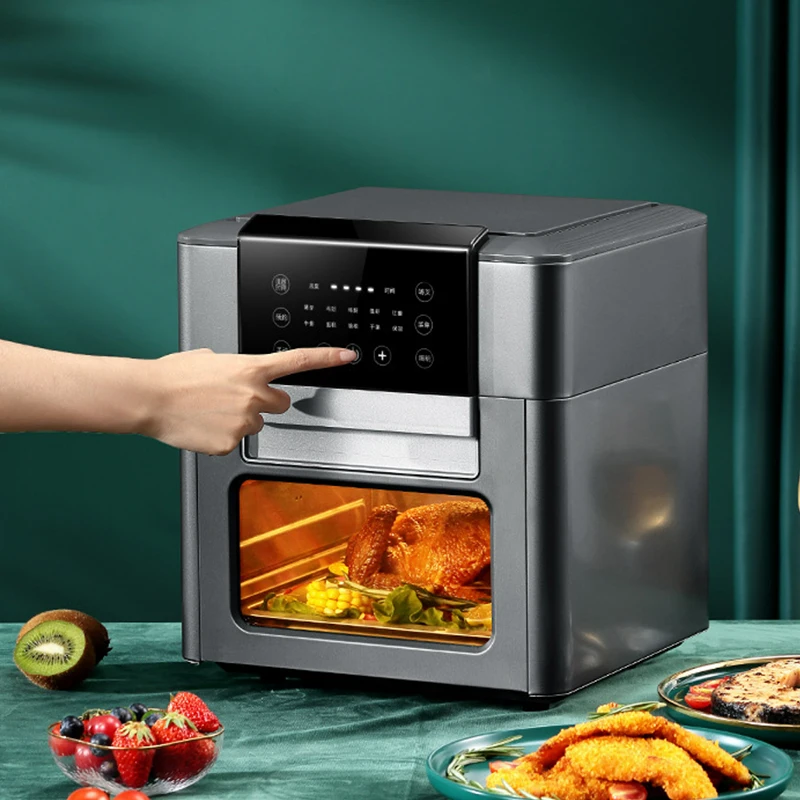 مقلاة هوائية بسعة كبيرة 12 لتر، 220 فولت، فرن مقلاة كهربائية ذكي متعدد الوظائف خالي من الزيت مع شاشة LED تعمل باللمس للمنزل