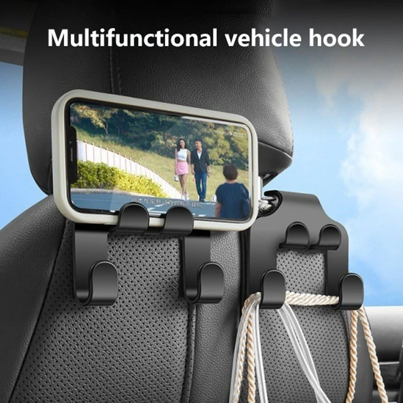 Tragbarer Auto-Rücksitzhalter mit Aufhängefunktion, Universeller Handy-Ständer für die Kopfstütze, Auto-Rücksitz-Hakenhalterung