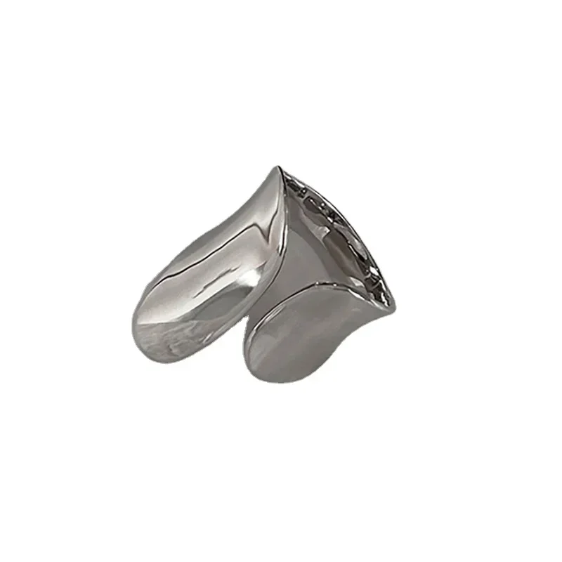 Modern Jewelry Cool Hiphop Style Silver Color Cuff Rings For Women Girl Party Gift Creative Smooth Metallic Finger Accessories