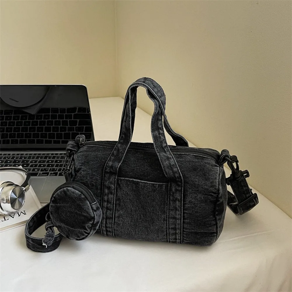 

Темпераментная джинсовая сумка в американском стиле с регулируемым ремешком Harajuku Джинсовая сумка на плечо на молнии Ретро Повседневная большая сумка на каждый день