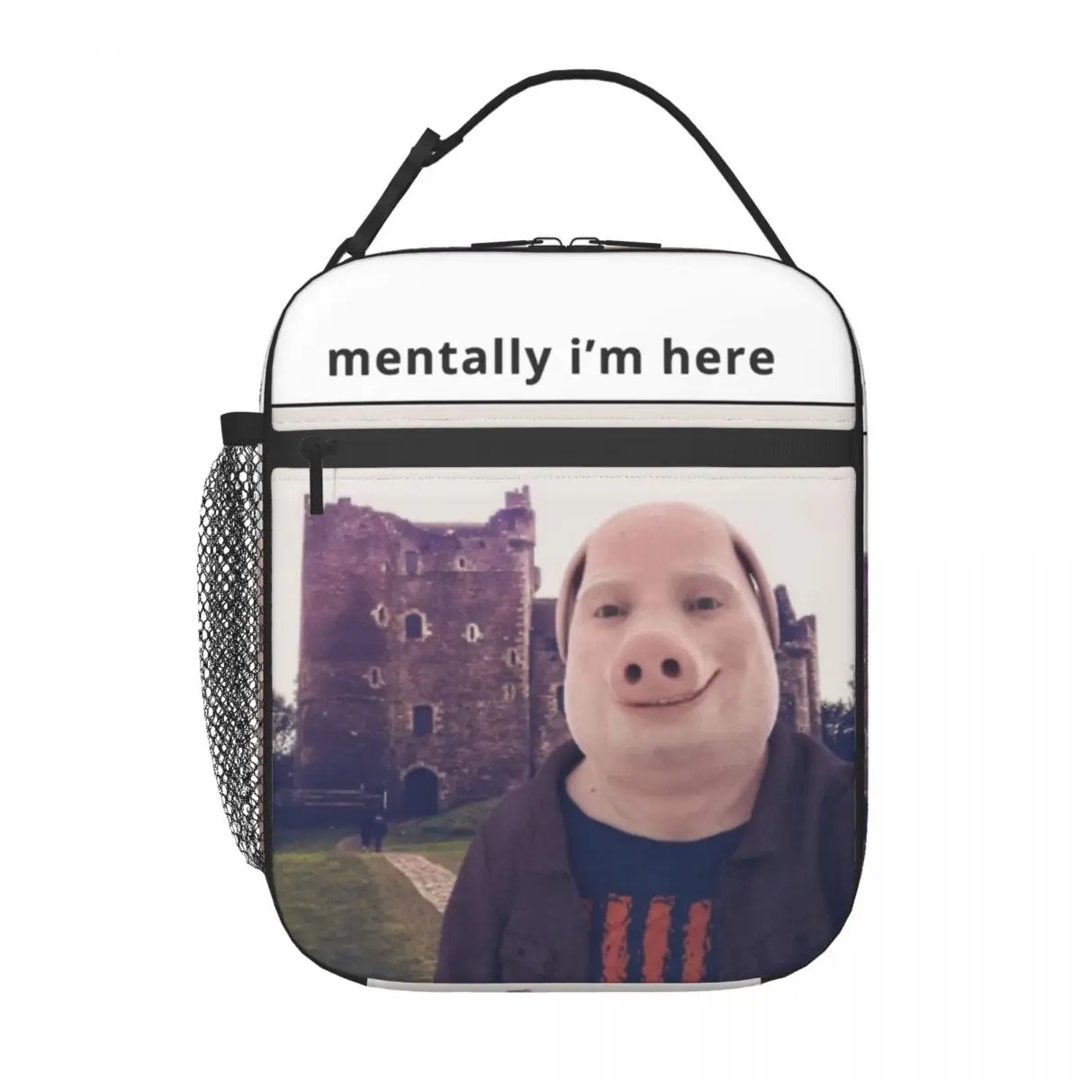 

Funny Mentally I'm With John Pork Insulated Lunch Bag For Outdoor Storage Food Boxes Portable Thermal Cooler Lunch Boxes