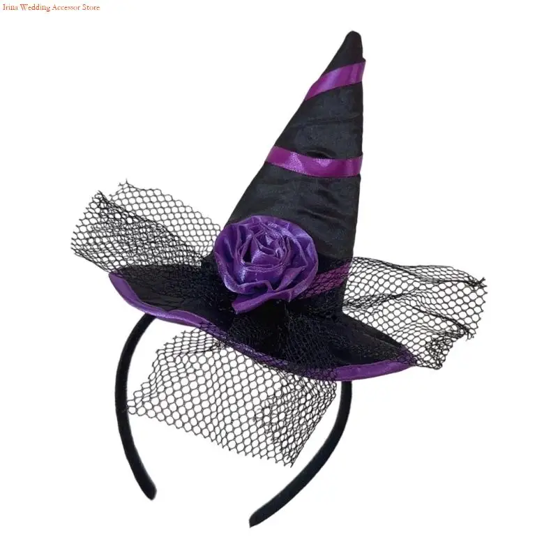 G92D Lightweight Witch Costume Headwear Comfortable Halloween Hair Hoop Decoration For Children Adults Festivities