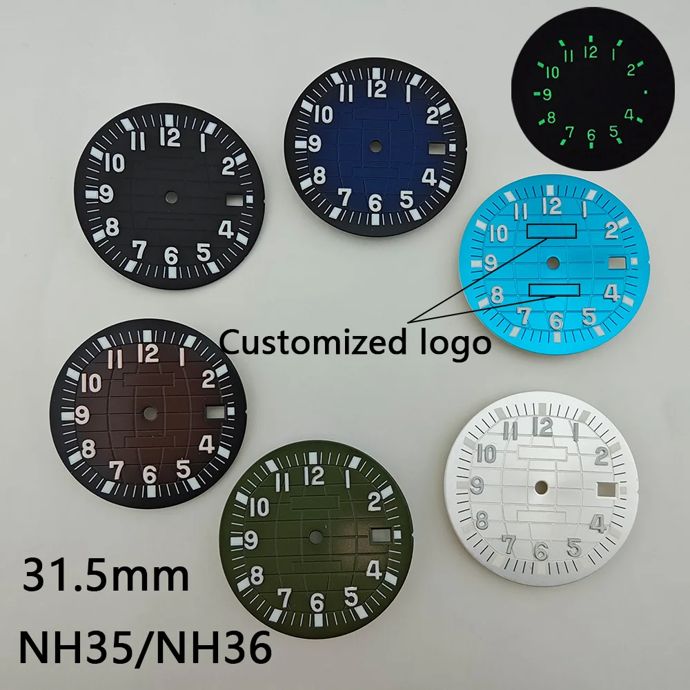 31.5mm Dial NH Dial 35 NH Dial 36 Watch Dial With Date Window Design Custom Logo Suitable For 36/35 Movement