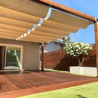Outdoor Gazebos Courtyard Waterproof Retractable Sunshade Sail Ceiling Canopy for Pergola Frame Slide Wave Drop Shade Awning d