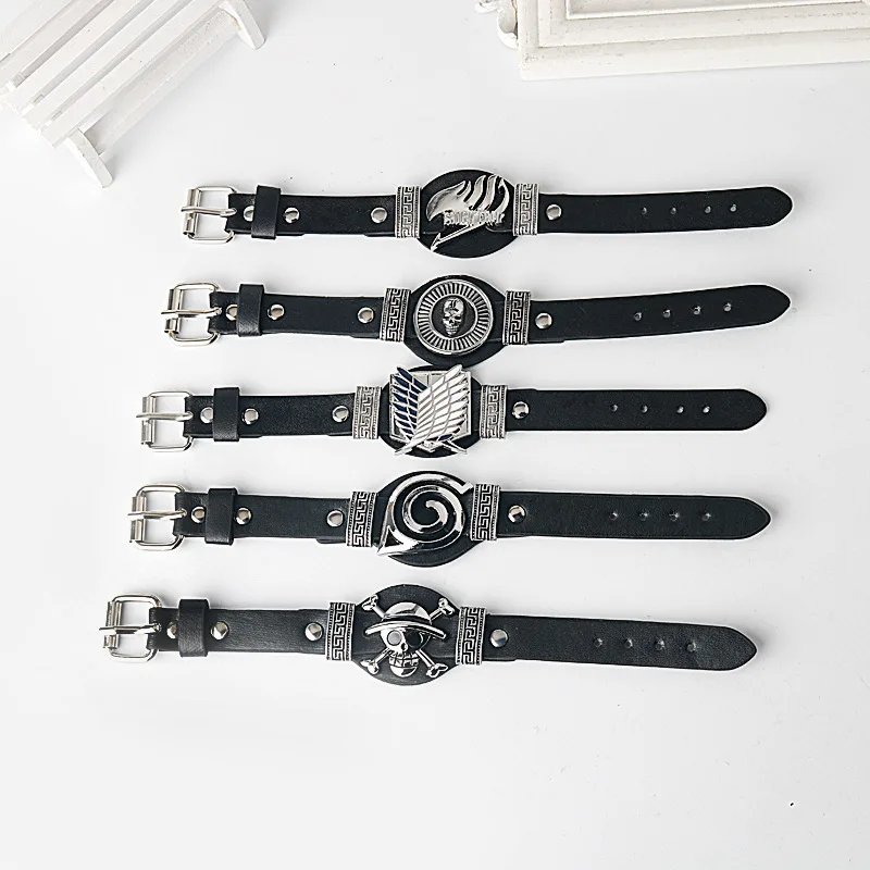 Anime Attack on Titan Leather Bracelet Wings of Liberty Wristband Leather Belt Buckle Bracelets For Women Men Trinket Gift