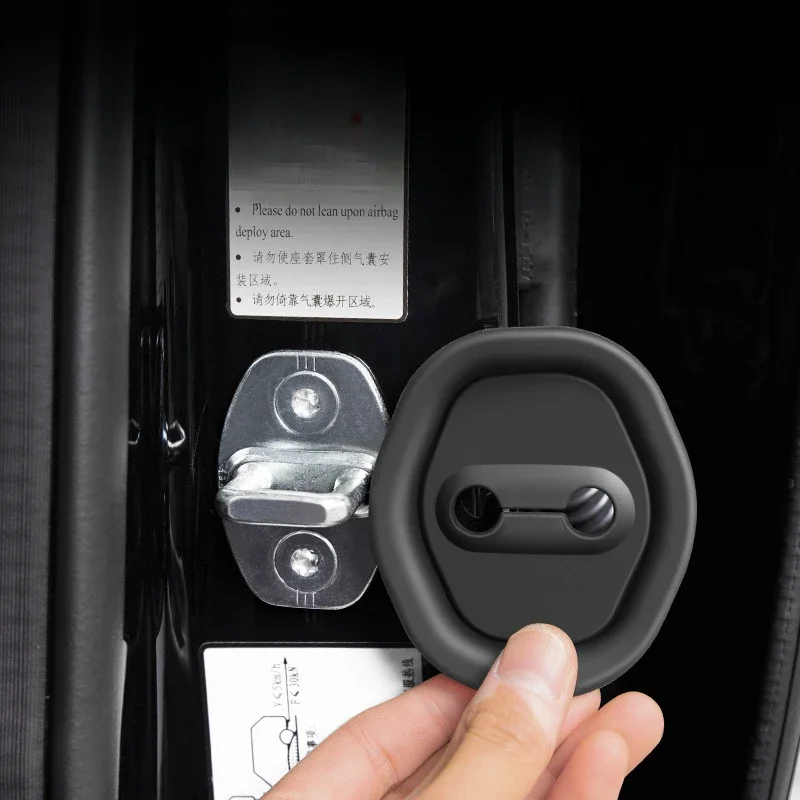 

For Haval H9 2024-2025 Silica Gel Black Car Door Lock Cover Trim Sticker Car Interior Accessories