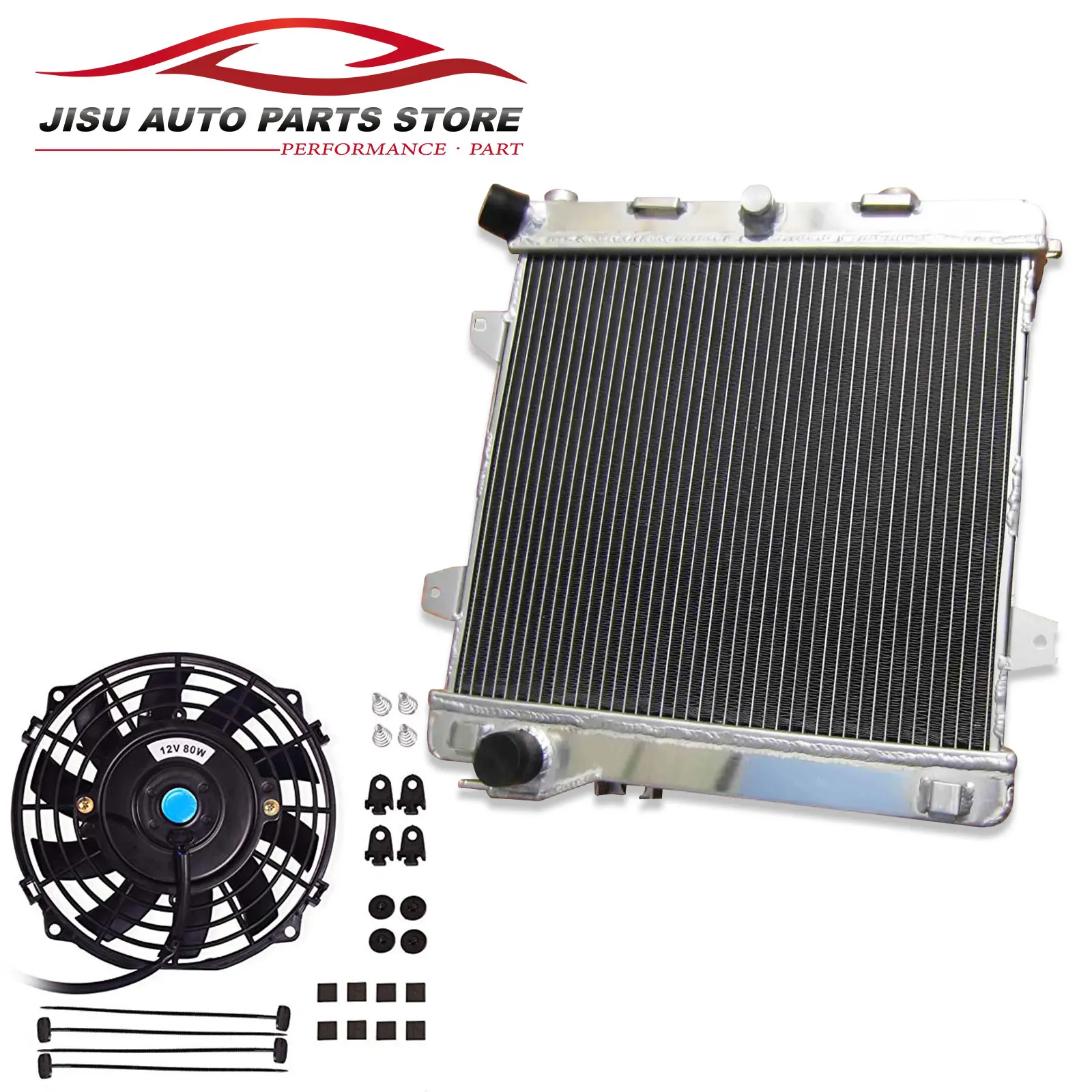 2-Rows Aluminum Radiator + Fan for 1988-1991 BMW M3 E30 2.3L l4 Manual 1989 1990 MT