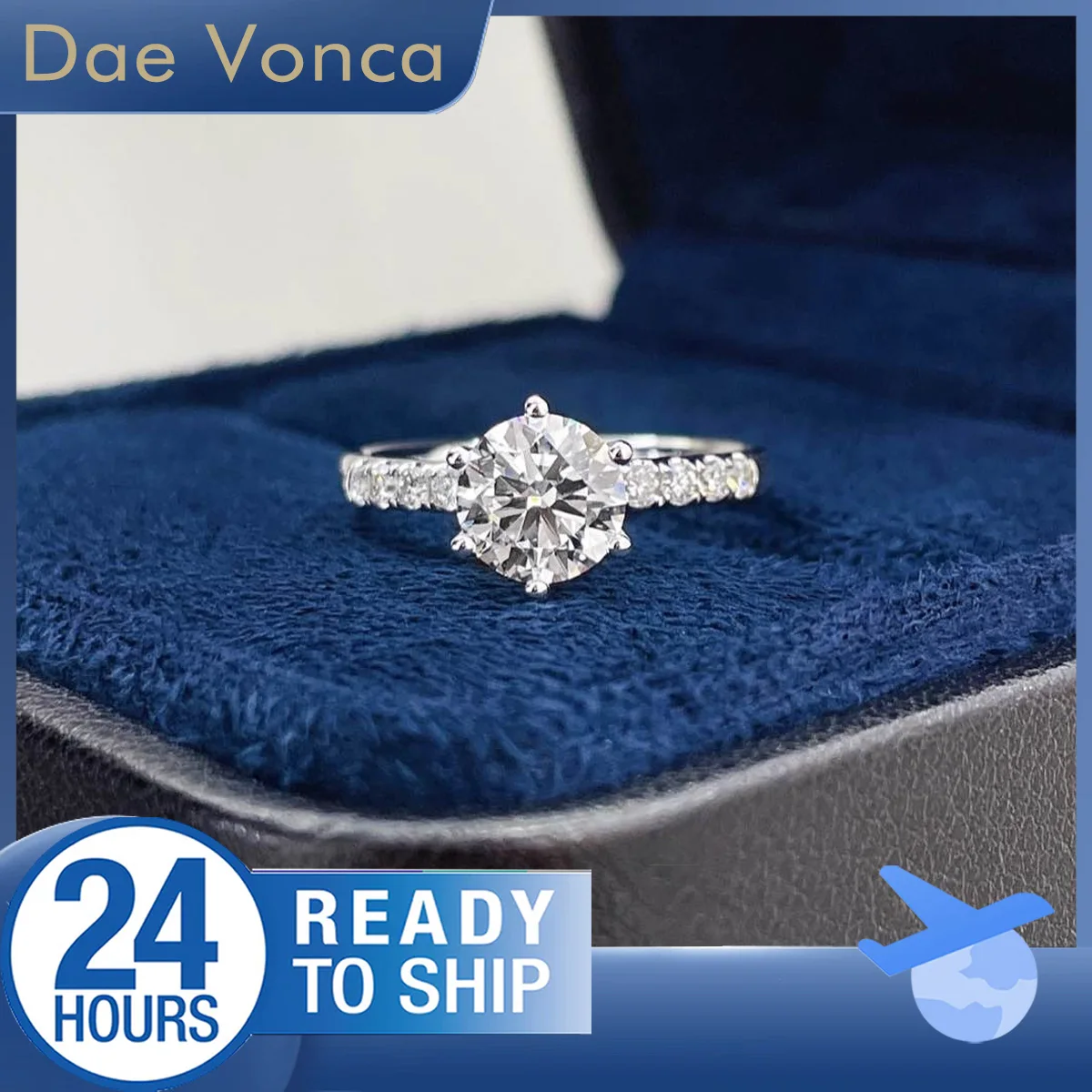 

Кольцо с центральным камнем 0,5/1,0 карата из 18-каратного белого золота с лабораторным круглым бриллиантом, классическое обручальное кольцо с шестью когтями и лабораторным бриллиантом