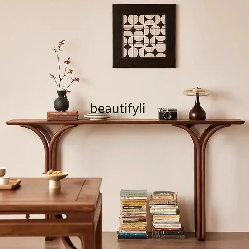 NQ52 Great discounts New Chinese-style solid wood entrance, black walnut strip case, ancient style  foyer entrance table, creati