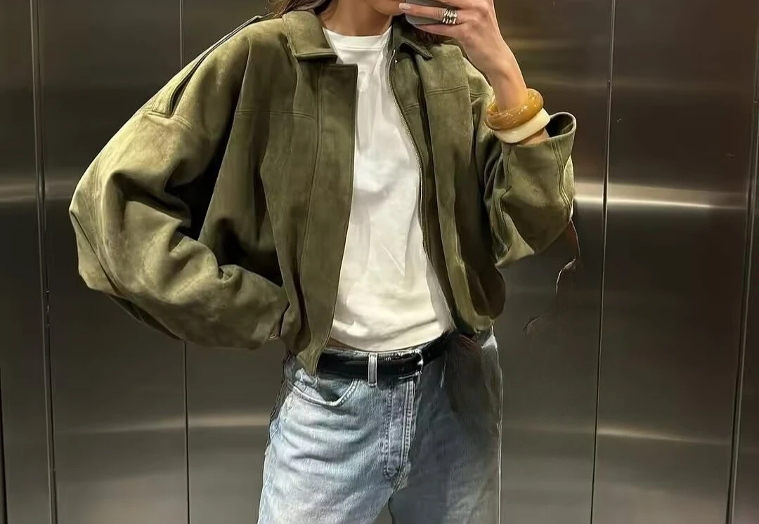 

Women's Clothing 2025 Spring and Autumn New Style Personalized Fashion Suede Texture Jacket Top