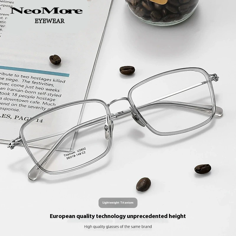 

Ультралегкие квадратные титановые очки, модные коричневые очки по рецепту, простая оптическая оправа, мужские очки