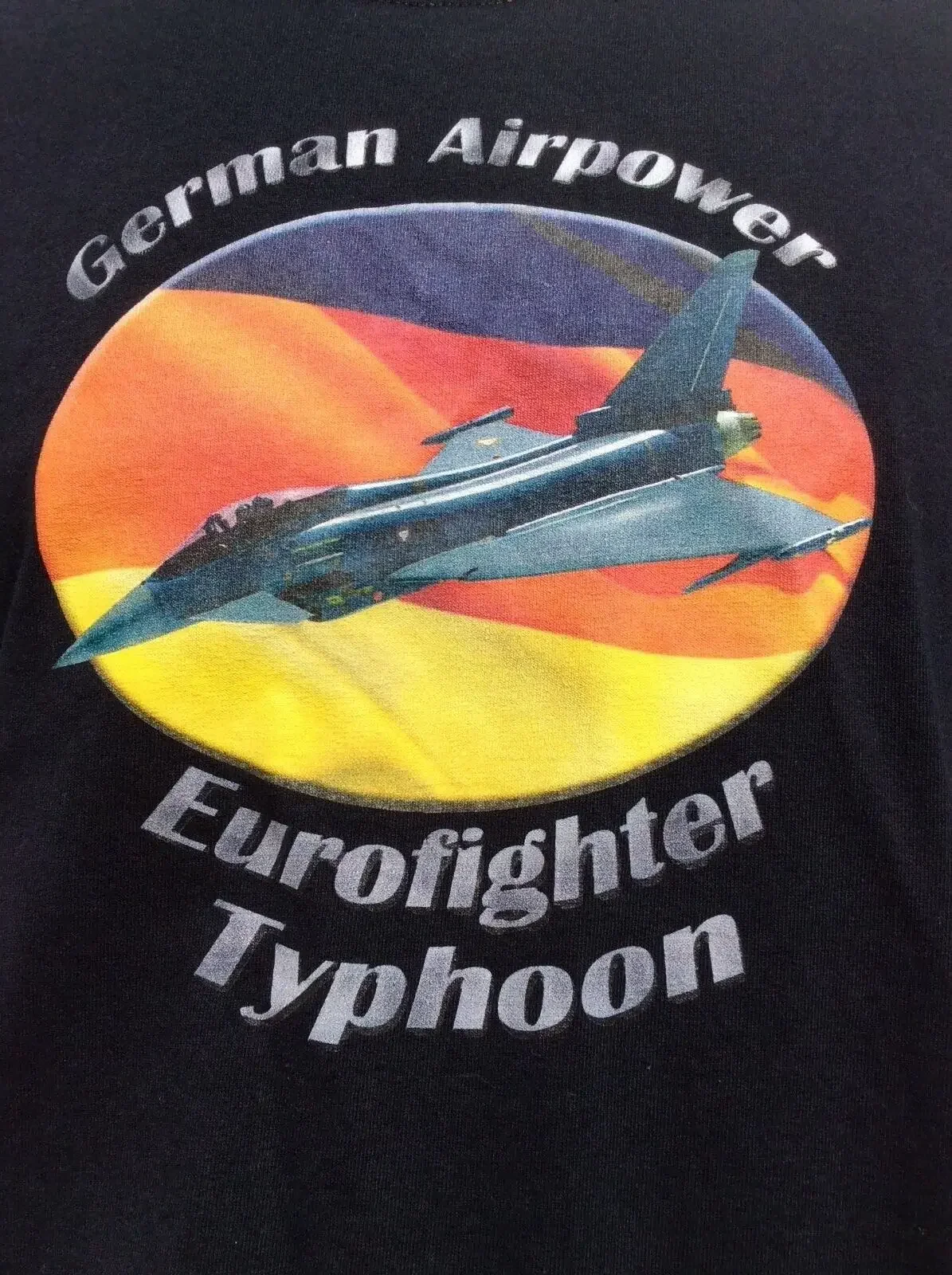 Cool GERMAN AIRPOWER Eurofighter Typhoon Modern Warfare Black T Shirt Breathable Top, Loose Casual Mens T-shirt S-3XL