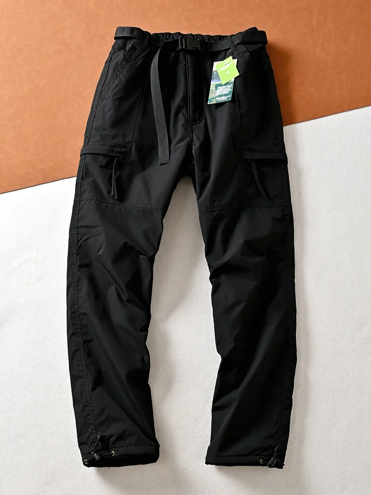 

Thiened Fce Soft ell Work Trousers Men's Outdoor Windproof Waterproof Warm Multi-ket Casual Straight Leg Pants