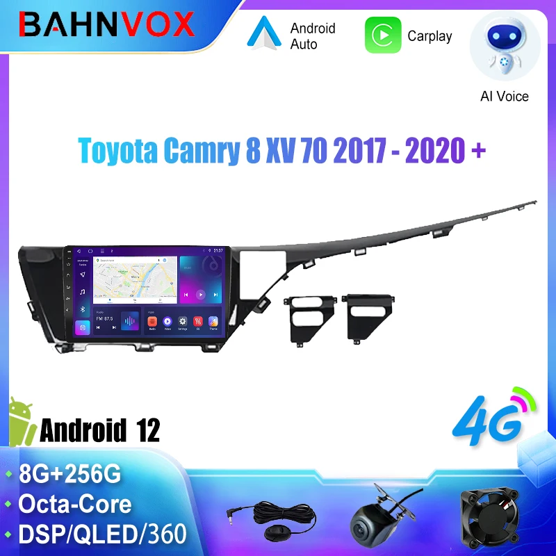 Android Car Radio Carplay For Toyota Camry 8 XV 70 2017  2020 GPS Navigation Multimedia Player Stereo screen tape recorder Head