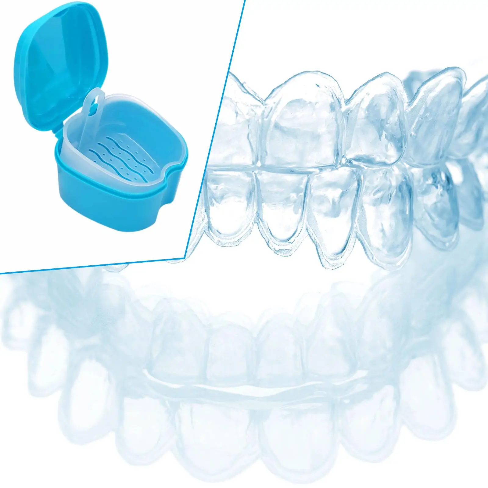 Portable Dental Retainer Case Compact Mouth Guard Storage Box with Secure Clip Cover for Elderly Adults Teens
