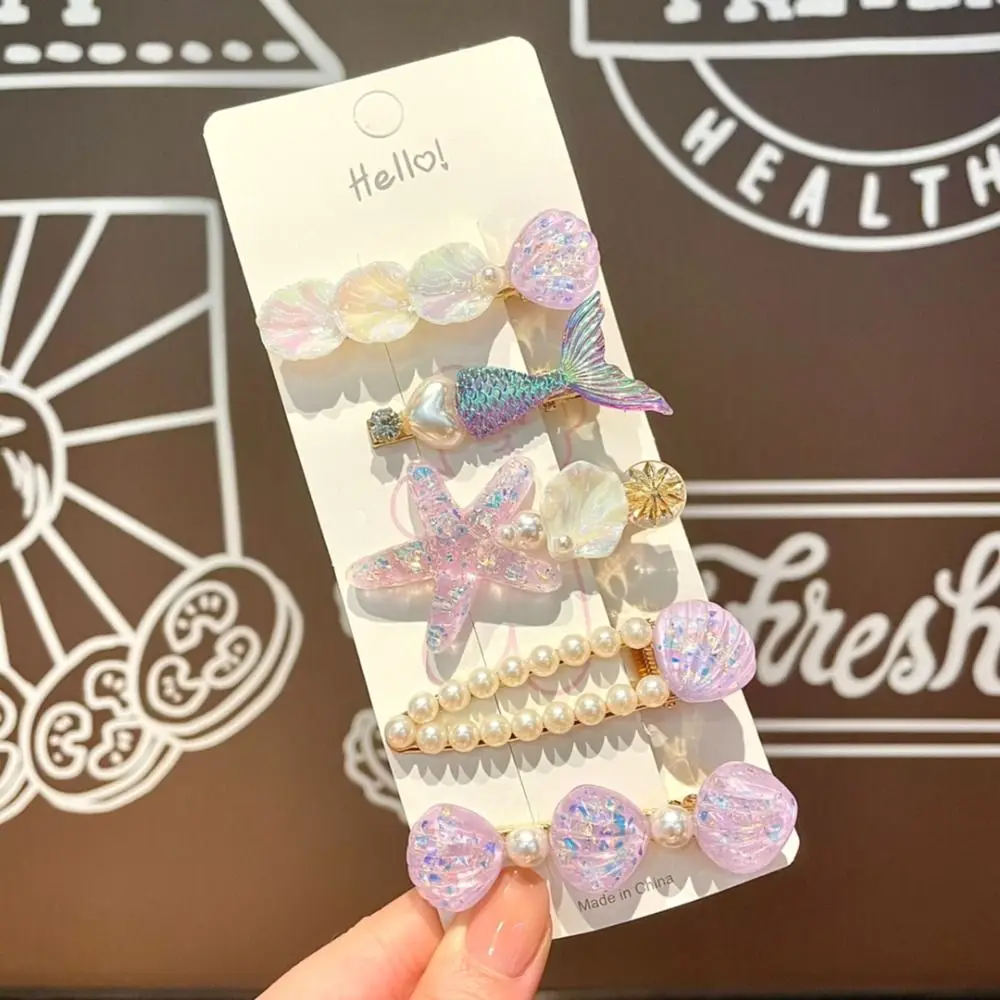 5 قطعة جديد لؤلؤة شل نجم البحر مقاطع الشعر سلسلة المحيط غطاء الرأس باريت الأميرة إكسسوارات الشعر حورية البحر دبابيس الشعر الشاطئ