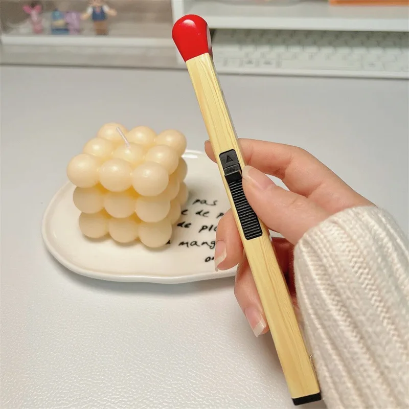 ولاعة مبتكرة على شكل عصا الثقاب قابلة لإعادة الملء ولاعة عتيقة طويلة وعملية قابلة للتعديل للتخييم في المواقد