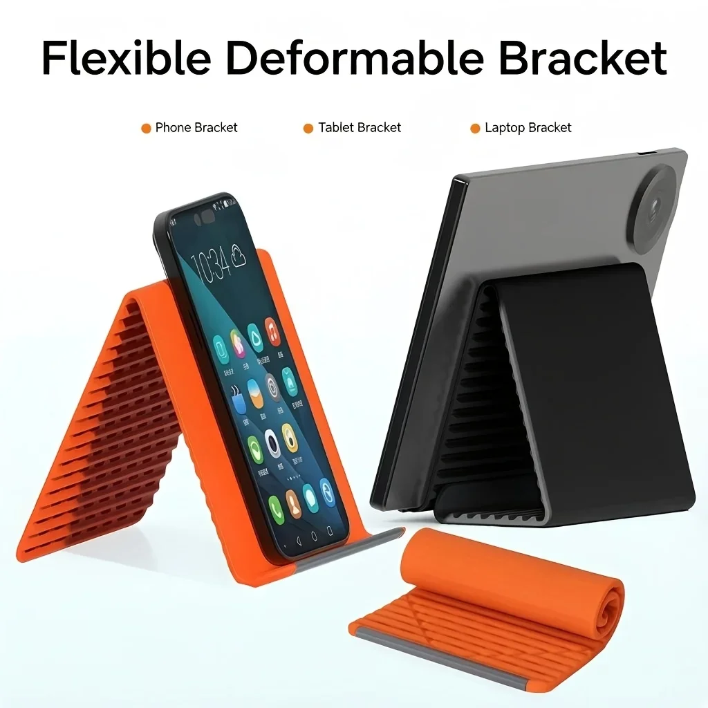 

A brand-new, transformable folding stand featuring an inner layer of aluminum and silicone for flexible support.