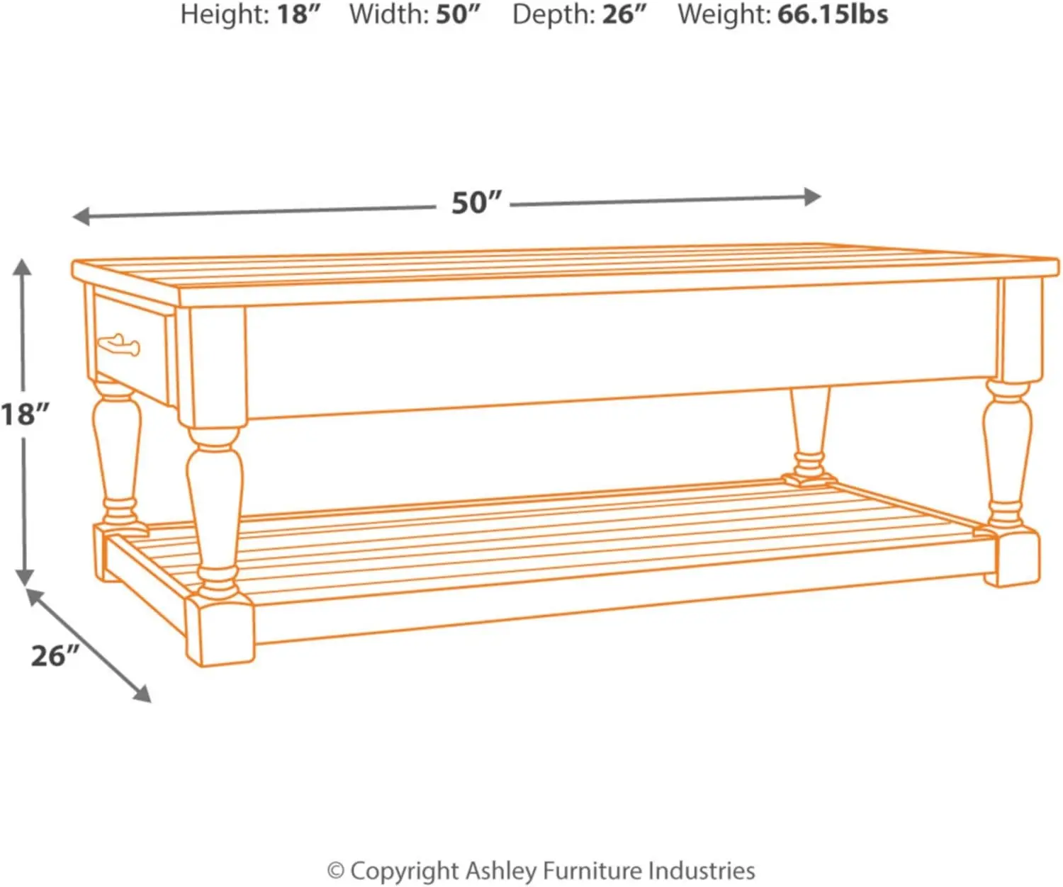 Shawnalore Rectangular Rustic Cocktail Table, Whitewash